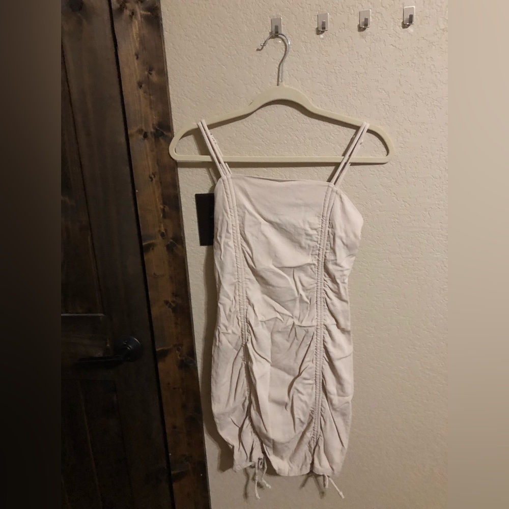 Wild Fable Beige Bodycon Dress with Adjustable Straps and Ties